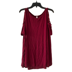 niloufo Burgundy Cold Shoulder Blouse